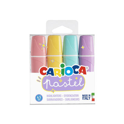 carioca-memolight-pack-de-4-subrayadores-pastel-tinta-a-base-de-agua-y-lavable-punta-biselada-varios