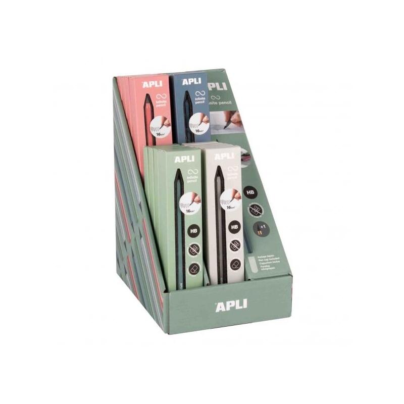 apli-infinite-pencil-expositor-con-20-packs-de-lapiz-infinito-hb-mina-de-recambio-tapon-protector-para-escribir