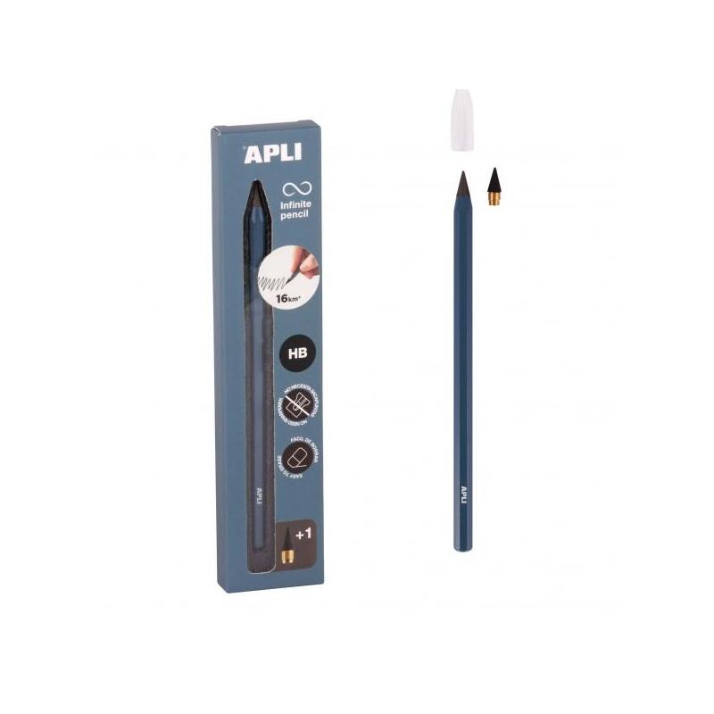 apli-infinite-pencil-pack-de-lapiz-infinito-hb-mina-de-recambio-tapon-protector-para-escribir-hasta-16km-color