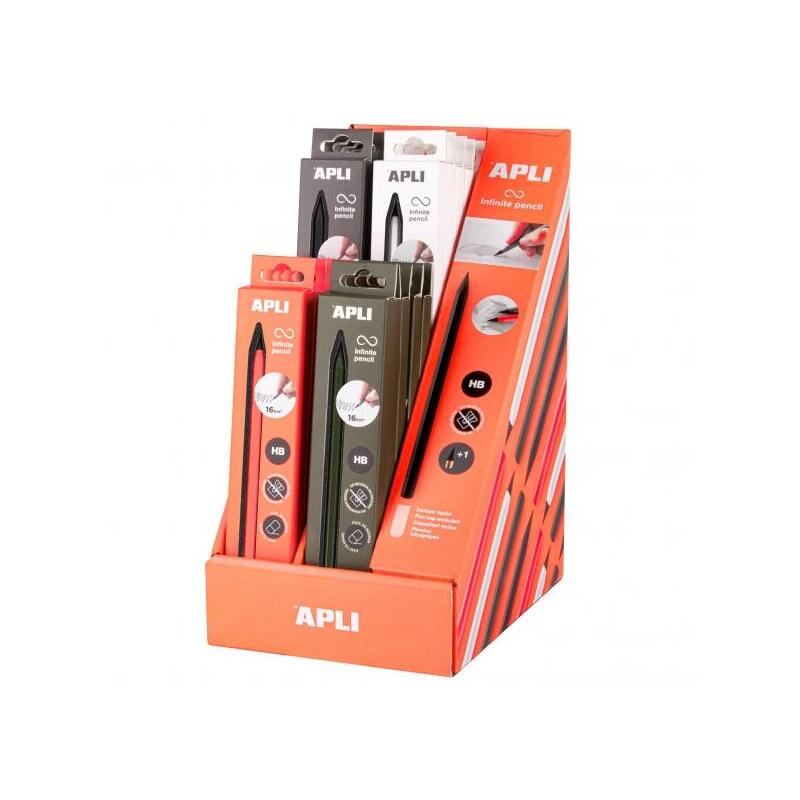 apli-infinite-pencil-expositor-con-20-packs-de-lapiz-infinito-hb-mina-de-recambio-tapon-protector-para-escribir