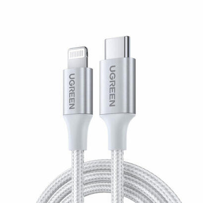 ugreen-usb-c-to-lightning-cable-aluminum-shell-braided-1m-silver