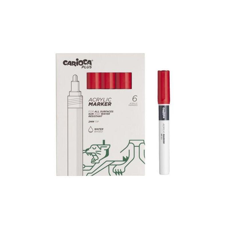 carioca-plus-pack-de-6-marcadores-acrilicos-punta-2mm-rojo