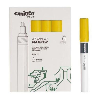 carioca-plus-pack-de-6-marcadores-acrilicos-punta-2mm-amarillo