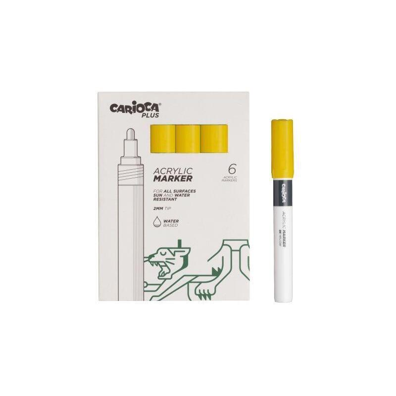 carioca-plus-pack-de-6-marcadores-acrilicos-punta-2mm-amarillo