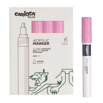 carioca-plus-pack-de-6-marcadores-acrilicos-punta-2mm-rosado