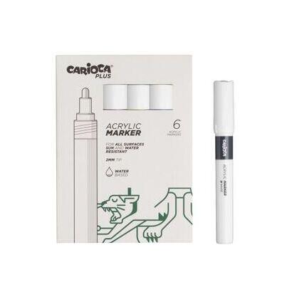 carioca-plus-pack-de-6-marcadores-acrilicos-punta-2mm-blanco