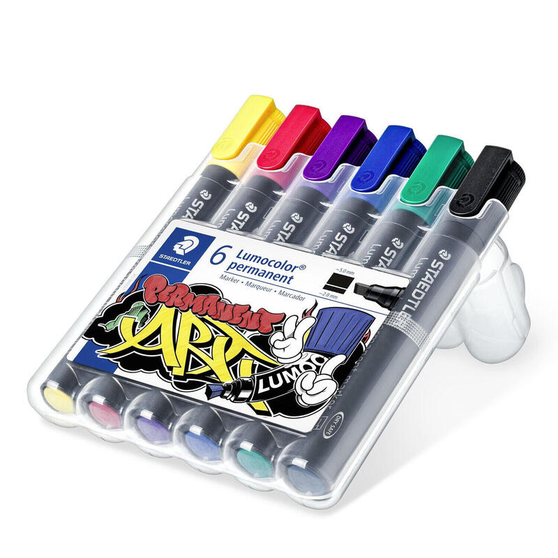 staedtler-lumocolor-350-pack-de-6-rotuladores-permanentes-punta-biselada-colores-surtidos