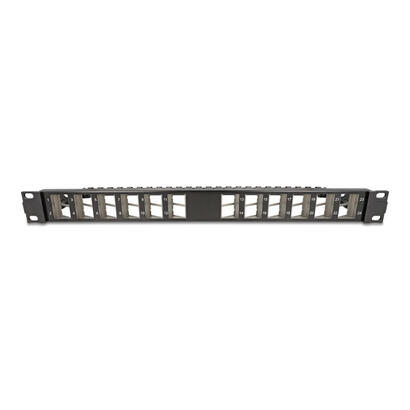 delock-19-keystone-patchpanel-24-port-gewinkelt-mit-entlastungsschiene-schwarz