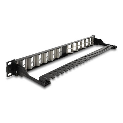 delock-19-keystone-patchpanel-24-port-gewinkelt-mit-entlastungsschiene-schwarz