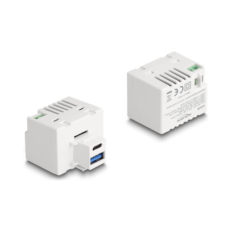 delock-41478-modulo-keystone-con-puerto-de-carga-usb-tipo-a-y-usb-type-c-pd-20-w-blanco