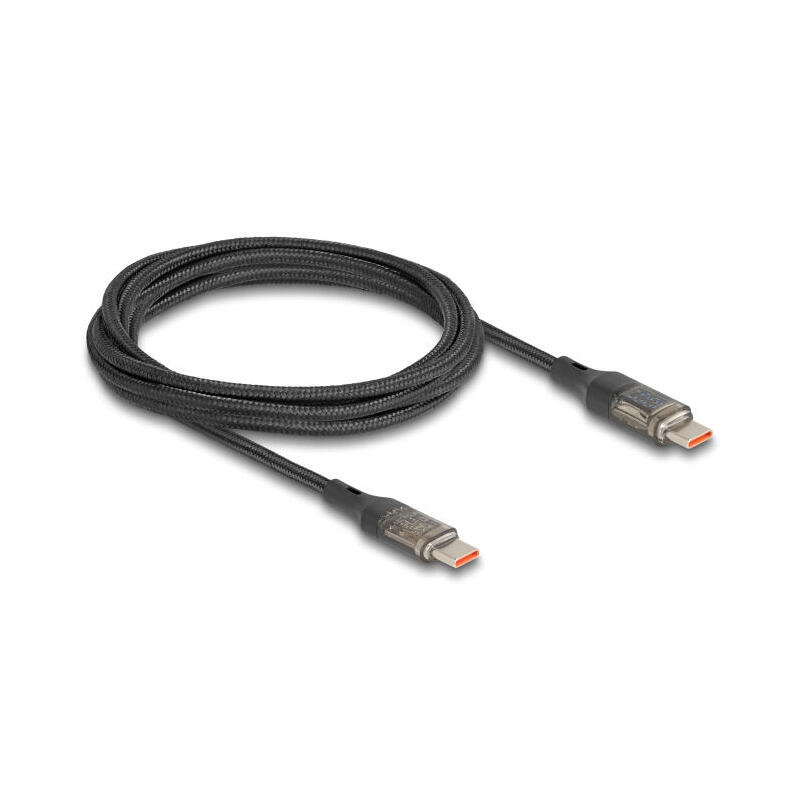 delock-85409-cable-de-de-datos-y-carga-rapida-usb-20-usb-type-c-macho-a-macho-pd-30-100-w-con-indicacion-de-potencia-transparent