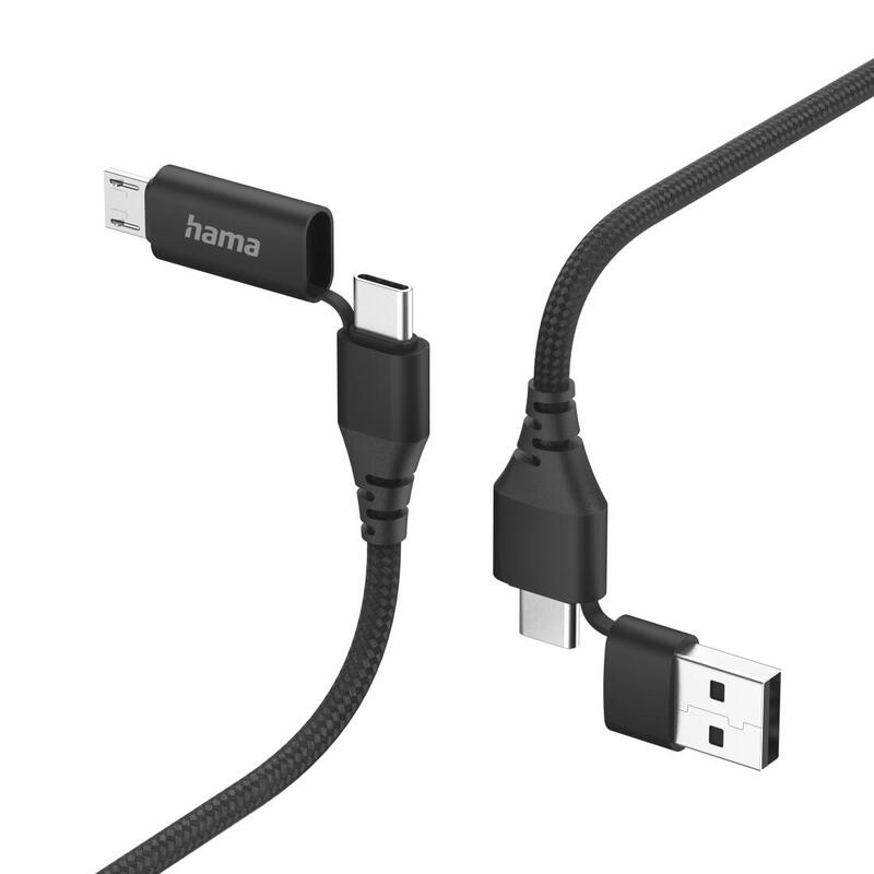 cable-hama-00201537-4in1-usb-a-micro-b-usb-c-negro