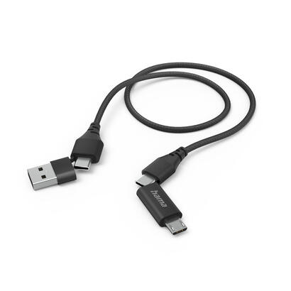 cable-hama-00201537-4in1-usb-a-micro-b-usb-c-negro