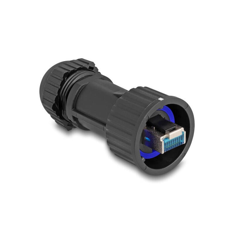 delock-67049-montaje-de-campo-macho-rj45-cat6a-con-acoplador-de-paso-ip68-resistente-al-polvo-y-al-agua-en-negro