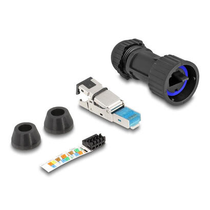 delock-67049-montaje-de-campo-macho-rj45-cat6a-con-acoplador-de-paso-ip68-resistente-al-polvo-y-al-agua-en-negro