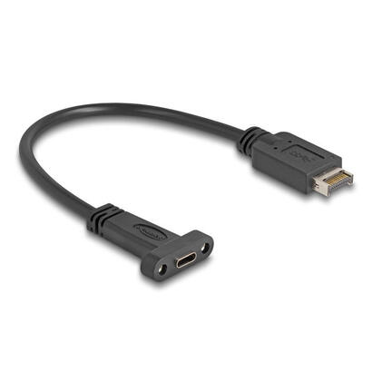 delock-85454-cable-usb-10-gbps-key-usb-tipo-e-a-de-20-pines-macho-a-usb-type-c-hembra-de-montaje-en-panel-de-25-cm