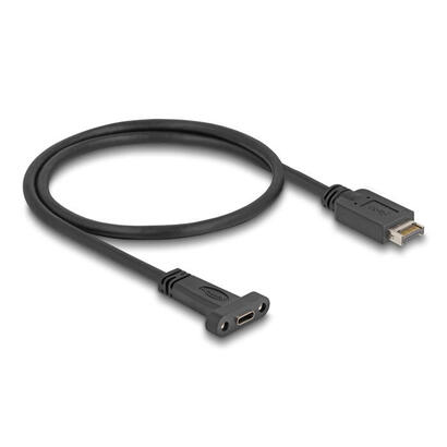 delock-85526-cable-usb-10-gbps-key-usb-tipo-e-a-de-20-pines-macho-a-usb-type-c-hembra-de-montaje-en-panel-de-50-cm