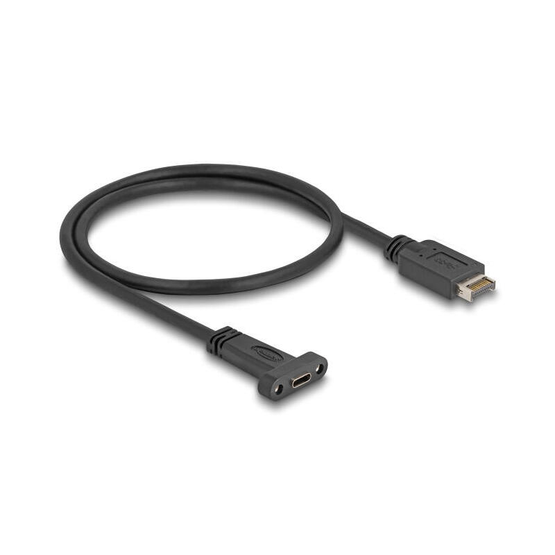 delock-85526-cable-usb-10-gbps-key-usb-tipo-e-a-de-20-pines-macho-a-usb-type-c-hembra-de-montaje-en-panel-de-50-cm