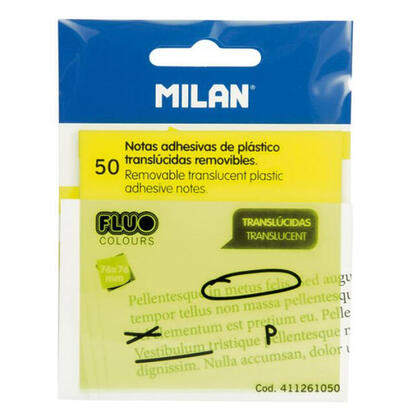 50-notas-adhesivas-removibles-milan-411261050-translucidas-amarillo-fluo-7676mm