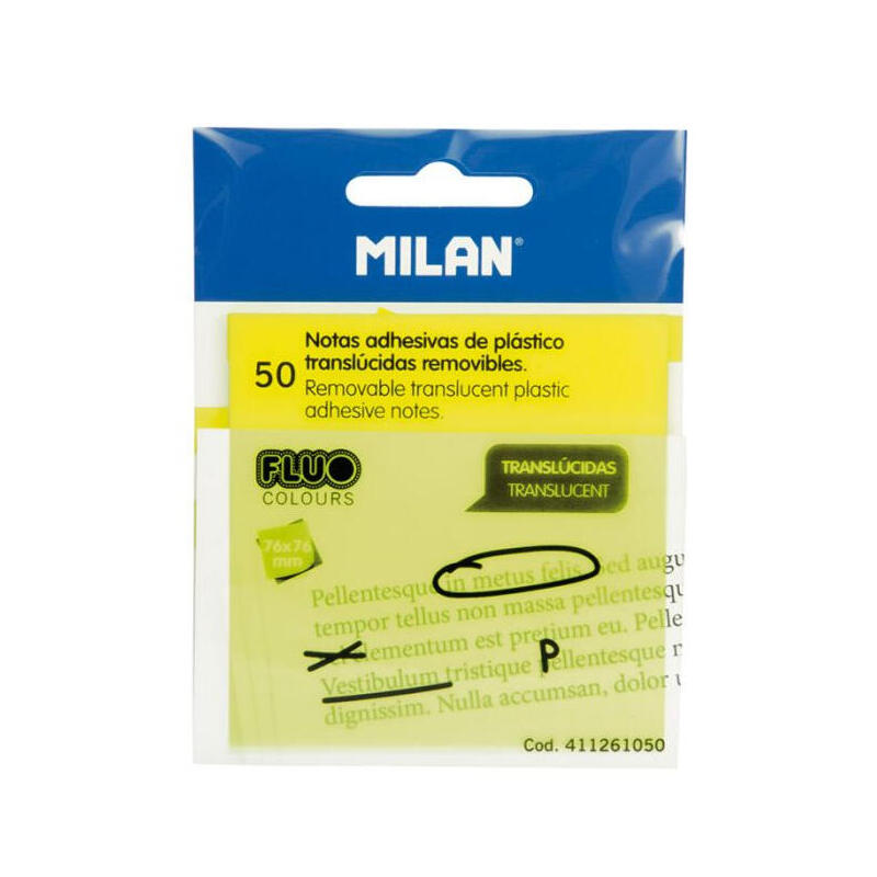 50-notas-adhesivas-removibles-milan-411261050-translucidas-amarillo-fluo-7676mm