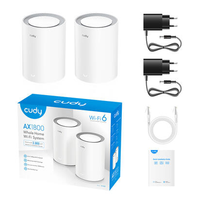 cudy-ax3000-pack-de-2-sistemas-wifi-6-mesh-ax3000-25g-dual-band-admite-ancho-de-banda-de-204080160mhz-1x-puerto