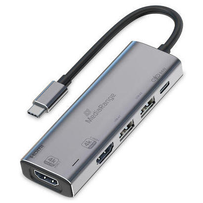 hub-mediarange-usb-c-5-in-1-multiport-adaptador-plata