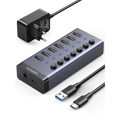 hub-ugreen-7w1-usb-c-7x-usb-a-30-12v-2a-negro