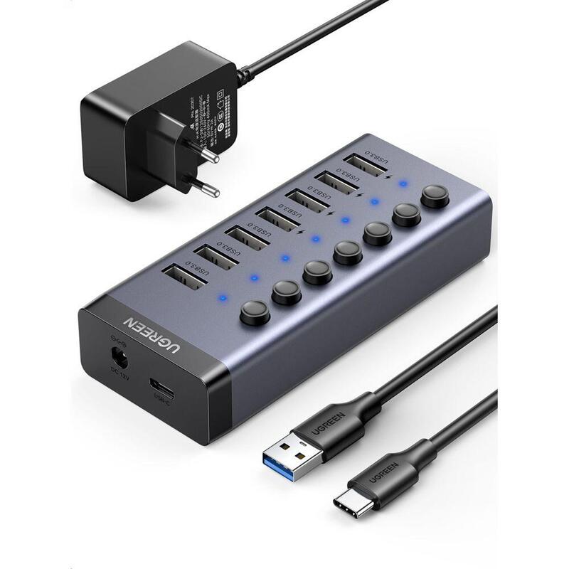 hub-ugreen-7w1-usb-c-7x-usb-a-30-12v-2a-negro