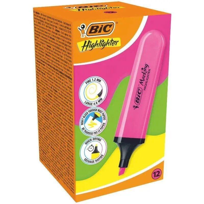 caja-de-marcadores-fluorescentes-bic-highlighter-flat-neon-12-unidades-rosas