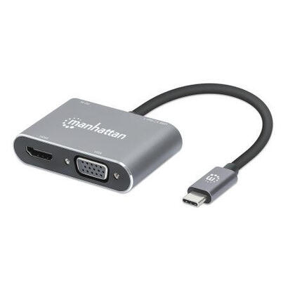 manhattan-docking-station-de-usb-c-a-hdmi-y-vga-4-en-1-con-suministro-de-energia