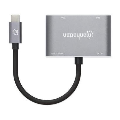 manhattan-docking-station-de-usb-c-a-hdmi-y-vga-4-en-1-con-suministro-de-energia