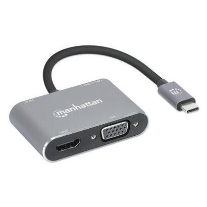 manhattan-docking-station-de-usb-c-a-hdmi-y-vga-4-en-1-con-suministro-de-energia