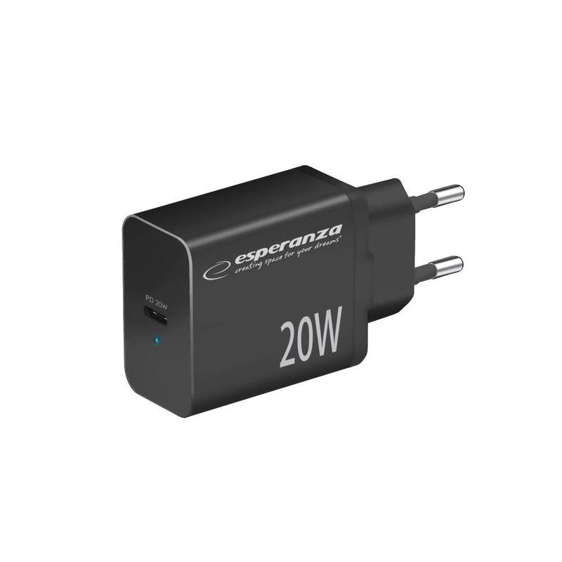 esperanza-ezc104k-cargador-de-red-20w-negro