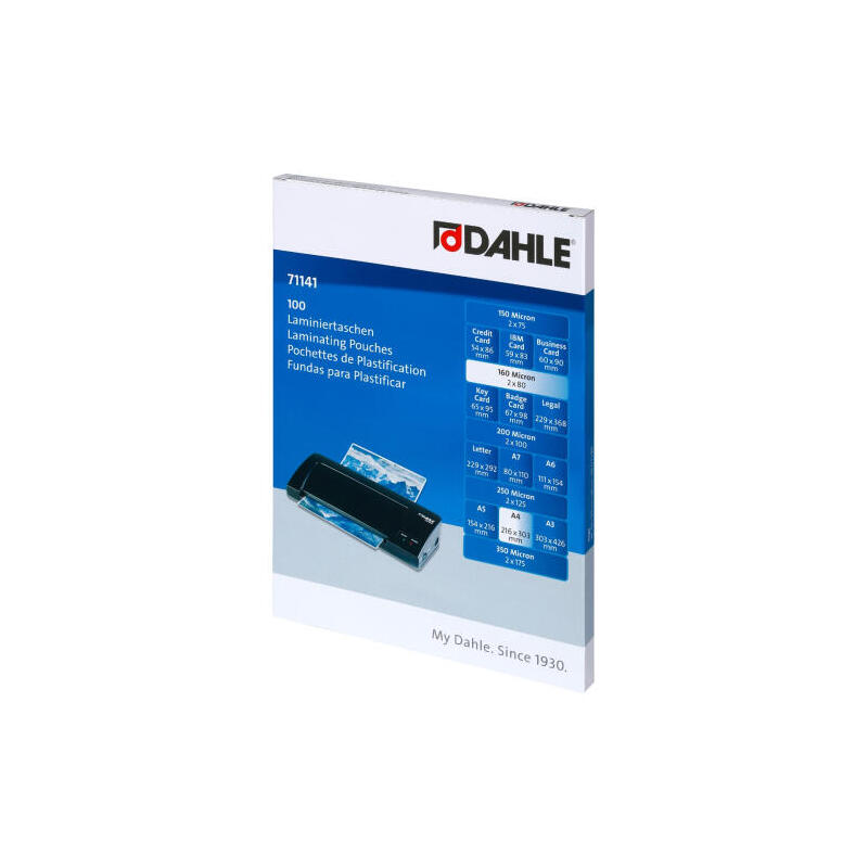 dahle-pack-de-100-fundas-para-plastificar-brillo-a4-80-micras-alta-calidad-transparente