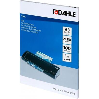 dahle-pack-de-100-fundas-para-plastificar-brillo-a3-80-micras-alta-calidad-transparente