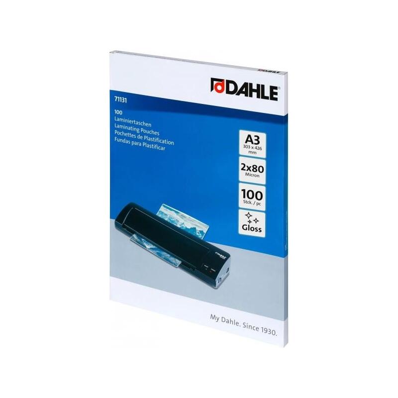dahle-pack-de-100-fundas-para-plastificar-brillo-a3-80-micras-alta-calidad-transparente
