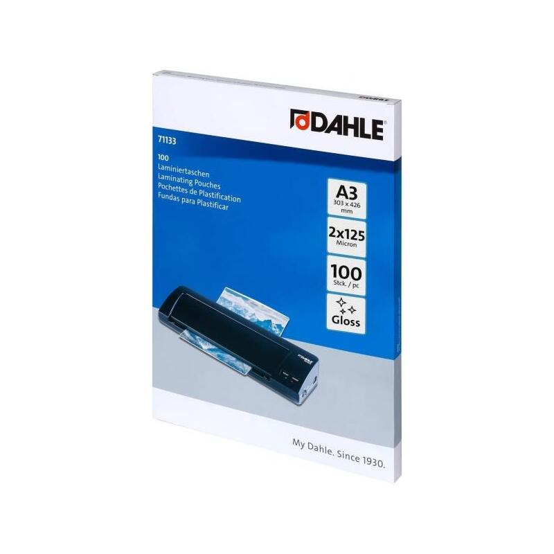dahle-pack-de-100-fundas-para-plastificar-brillo-a3-125-micras-alta-calidad-transparente