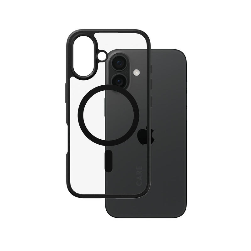 panzerglass-care-by-urban-combat-case-transparent-w-black-frame-magsafe-iphone-16-funda-para-apple-iphone-16-negro