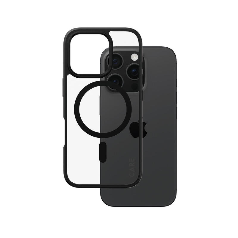 panzerglass-care-by-urban-combat-case-transparent-w-black-frame-magsafe-iphone-16-pro-funda-para-apple-iphone-16-pro-negro