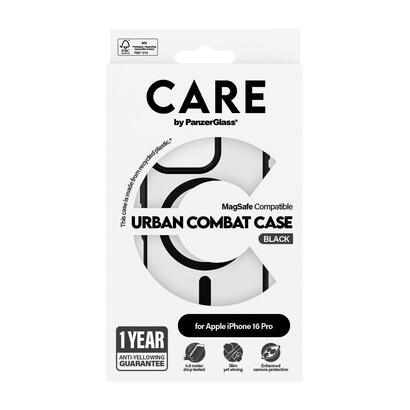 panzerglass-care-by-urban-combat-case-transparent-w-black-frame-magsafe-iphone-16-pro-funda-para-apple-iphone-16-pro-negro