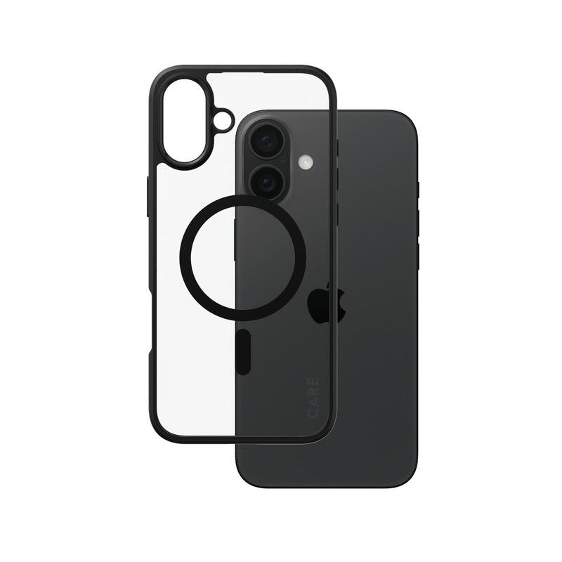 panzerglass-care-by-urban-combat-case-transparent-w-black-frame-magsafe-iphone-16-plus-funda-para-apple-iphone-16-plus-negro