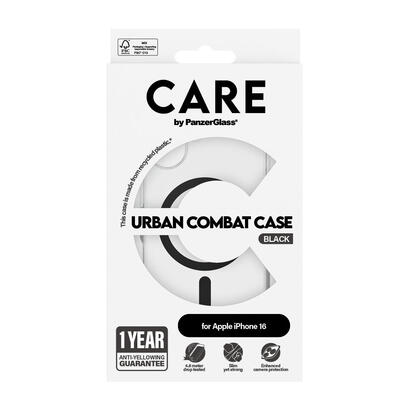 panzerglass-care-by-urban-combat-case-transparent-w-black-magsafe-iphone-16-funda-para-apple-iphone-16-negro