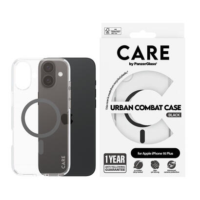 panzerglass-care-by-urban-combat-case-transparent-w-black-magsafe-iphone-16-plus-funda-para-apple-iphone-16-plus-negro