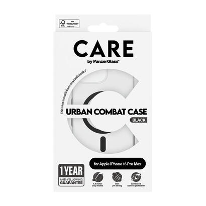 panzerglass-care-by-urban-combat-case-transparent-w-black-magsafe-iphone-16-pro-max-funda-para-apple-iphone-16-pro-max-negro