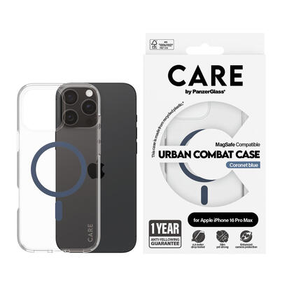 panzerglass-care-by-urban-combat-case-transparent-w-blue-magsafe-iphone-16-pro-max-funda-para-apple-iphone-16-pro-max-transparen