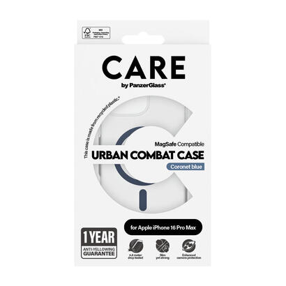 panzerglass-care-by-urban-combat-case-transparent-w-blue-magsafe-iphone-16-pro-max-funda-para-apple-iphone-16-pro-max-transparen
