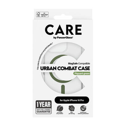 panzerglass-care-by-urban-combat-case-transparent-w-green-magsafe-iphone-16-pro-funda-para-apple-iphone-16-pro-transparente