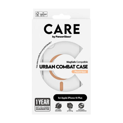 panzerglass-care-by-urban-combat-case-transparent-w-peachy-magsafe-iphone-16-plus-funda-para-apple-iphone-16-plus-transparente