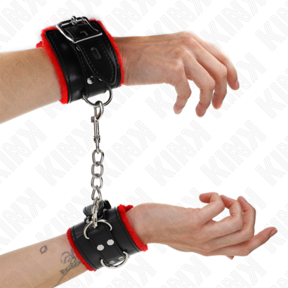 kink-munequeras-forradas-con-agujeros-cuadrados-rojo-y-correa-negro-ajustable-17-29-cm-x-6-cm