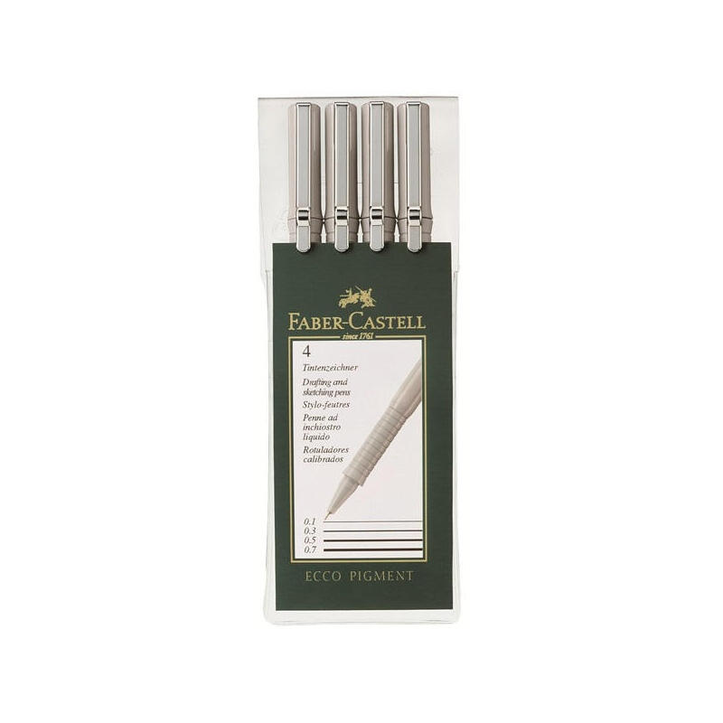 faber-castell-rotuladores-calibrados-ecco-pigment-01-03-05-07-mm-estuche-de-4-negro